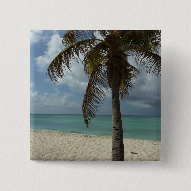 Badge Carré 5 Cm Plage d'Aruba I Belle Scène Nature (Devant)