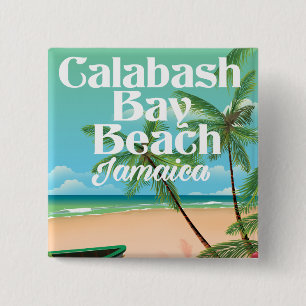 Badge Carré 5 Cm Plage de Bamboo Jamaïque