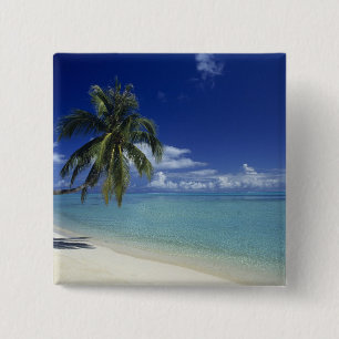 Badge Carré 5 Cm Plage de Matira sur l'île de Bora Bora,