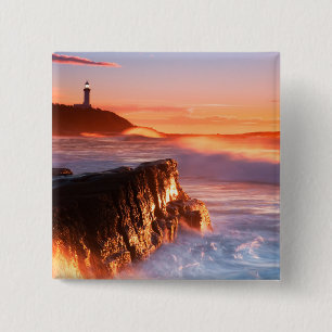 Badge Carré 5 Cm Plage principale de soldats du phare de Norah,