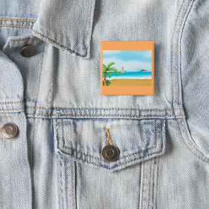 Badge Carré 5 Cm Plage tropicale Plage amusante Été Océan