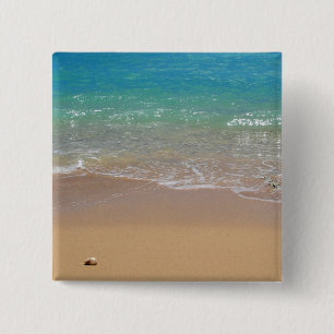 Badge Carré 5 Cm Plage tropicale - Waikiki, Oahu, Hawaï