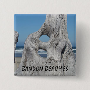 Badge Carré 5 Cm Plages de Bandon boutons Vagues de l'océan bleu Bo