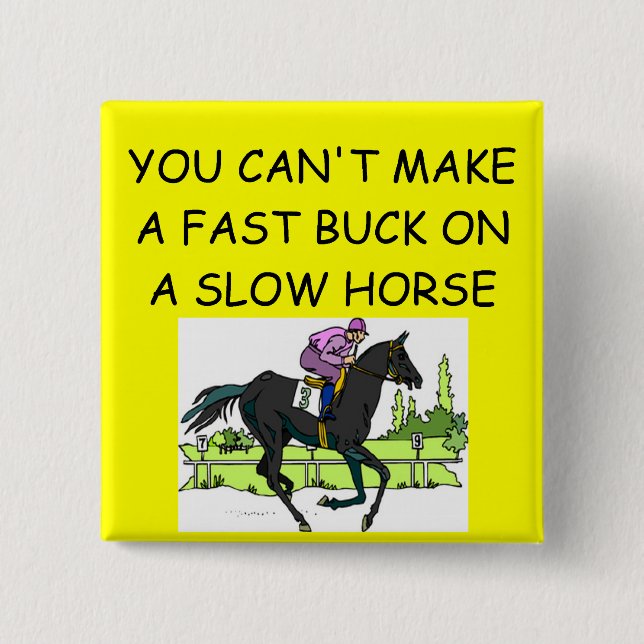 Badge Carré 5 Cm Plaisanterie de course de chevaux (Devant)
