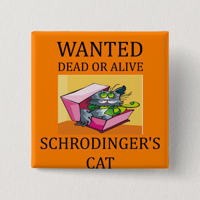 Badge Carré 5 Cm plaisanterie du chat des schrodinger (Devant)
