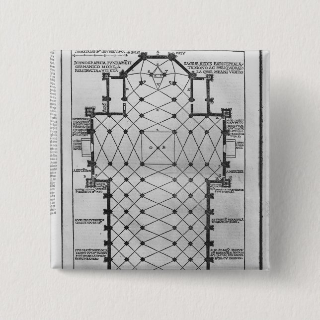 Badge Carré 5 Cm Plan de cathédrale de Milan (Devant)