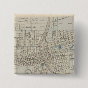Badge Carré 5 Cm Plan de Des Moines, comté de Polk, Iowa