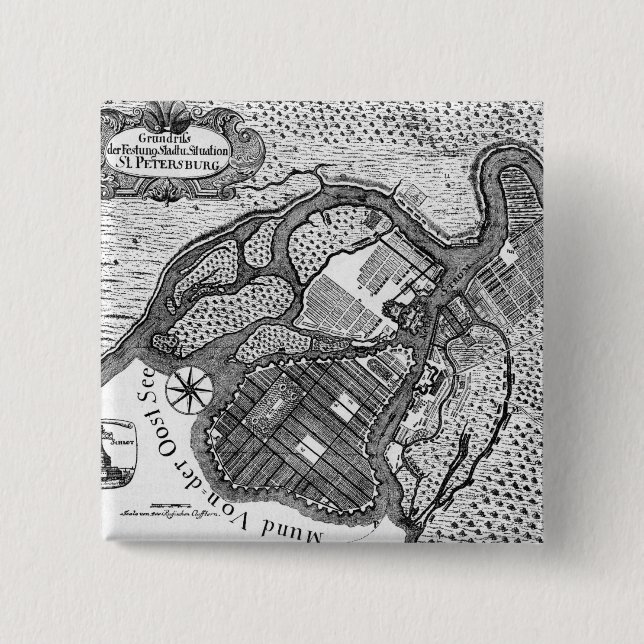 Badge Carré 5 Cm Plan de St Petersburg (Devant)
