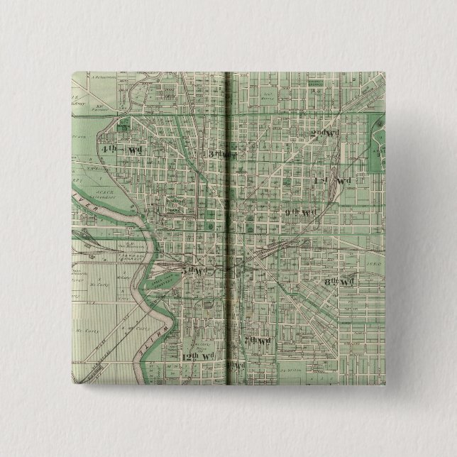 Badge Carré 5 Cm Plan d'Indianapolis (Devant)