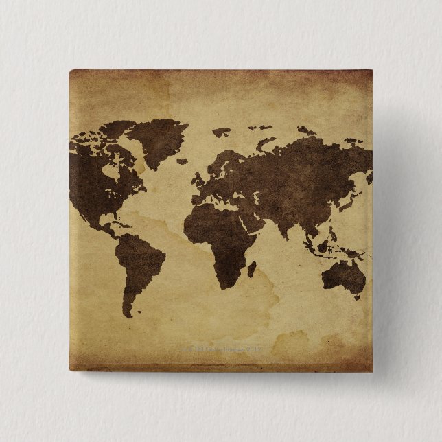 Badge Carré 5 Cm Plan du monde antique 3 (Devant)
