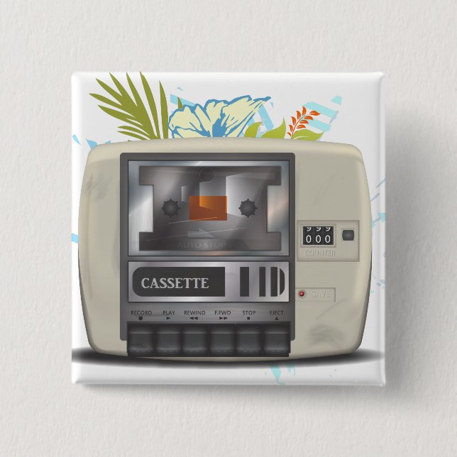 Badge Carré 5 Cm Planche de cassettes (Devant)