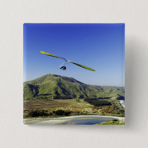 Badge Carré 5 Cm Planeur, péninsule d'Otago, près de Dunedin,