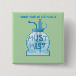 Badge Carré 5 Cm Plante mister brumisateur plantes en pot