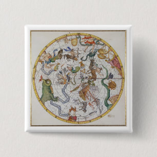 Badge Carré 5 Cm Plat 27 de "atlas Coelestis", par John Flamsteed
