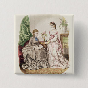 Badge Carré 5 Cm Plat de mode montrant des ballgowns