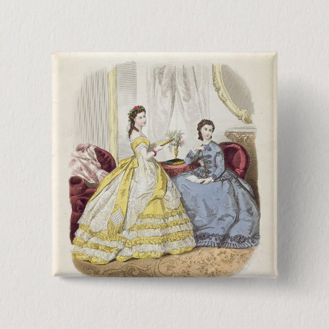 Badge Carré 5 Cm Plat de mode montrant des ballgowns (Devant)