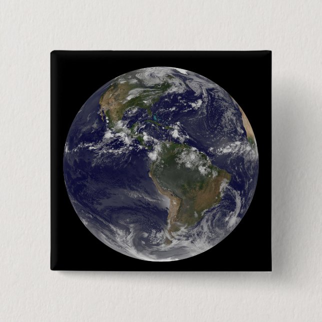 Badge Carré 5 Cm Pleine Terre montrant l'Amérique du Nord et l'Amer (Devant)