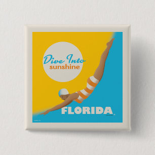 Badge Carré 5 Cm Plongez Dans Le Soleil   Floride