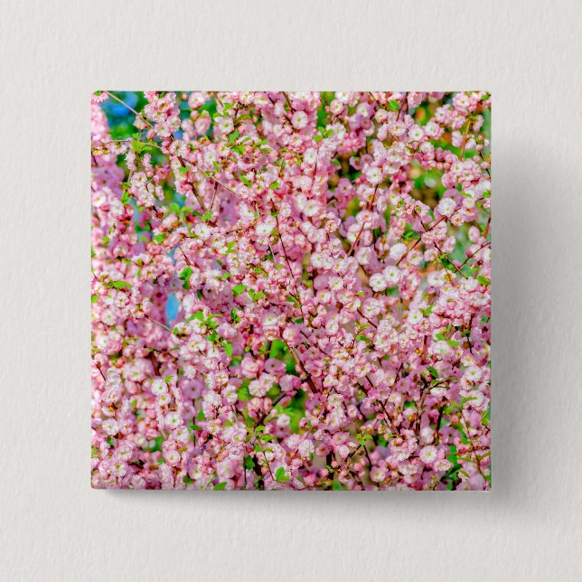 Badge Carré 5 Cm Plum à fleurs (Devant)