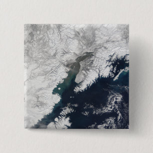 Badge Carré 5 Cm Plume de cendre de redoute de bâti, Alaska