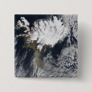 Badge Carré 5 Cm Plume de cendre de volcan d'Eyjafjallajokull,