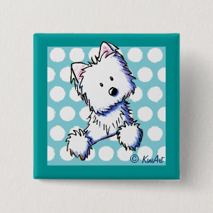 Badge Carré 5 Cm Poche pointillée Westie Pin