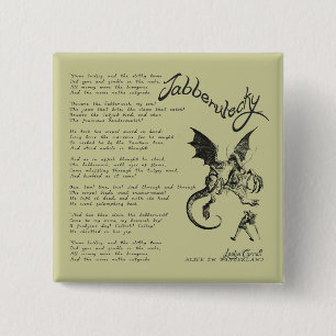 Badge Carré 5 Cm Poème de Jabberwocky