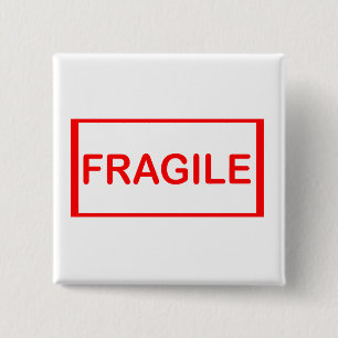 Badge Carré 5 Cm Poignée fragile avec soin