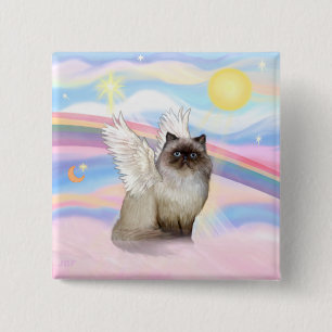 Badge Carré 5 Cm Point Chocolat Himalaya Chat Angel