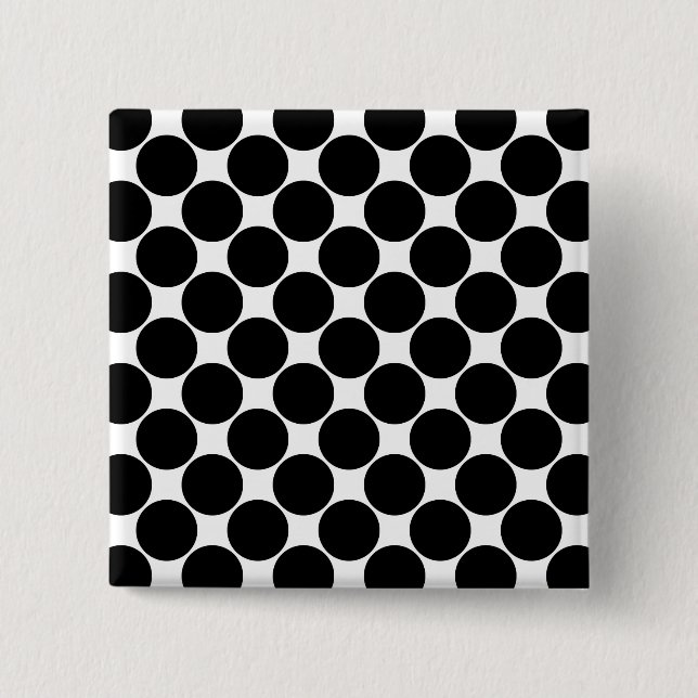 Badge Carré 5 Cm Pois noirs et blancs 2. (Devant)