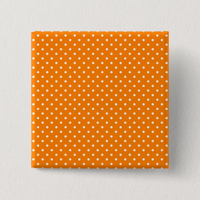 Badge Carré 5 Cm Pois orange et blanc (Devant)