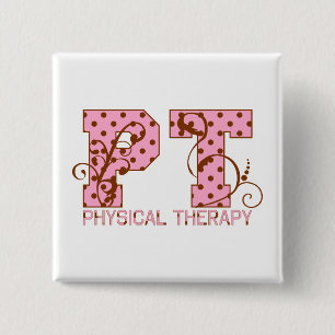 Badge Carré 5 Cm pois rose et brun de pinte