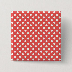 Badge Carré 5 Cm Pois rouges et blancs