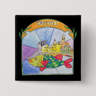 Badge Carré 5 Cm Poisson Camogli