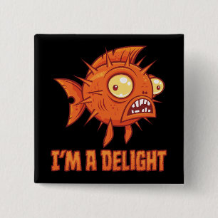 Badge Carré 5 Cm Poisson-Percé Paranoïaque Délicieusement Particuli