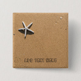 Badge Carré 5 Cm Poisson Starfish sur Sandy Beach
