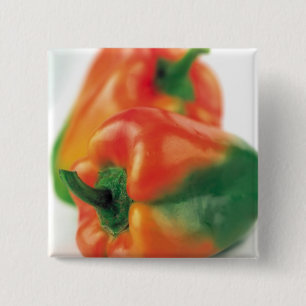 Badge Carré 5 Cm Poivrons verts et oranges