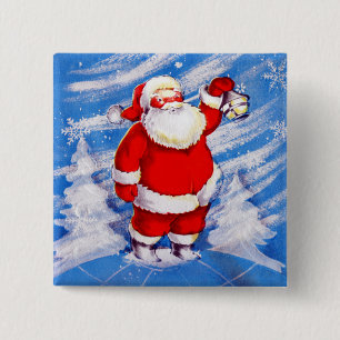 Badge Carré 5 Cm Pôle Nord Père Noël