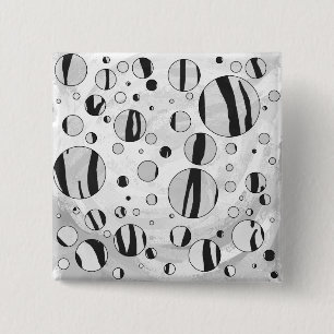 Badge Carré 5 Cm Polka Dot Tiger noir et blanc