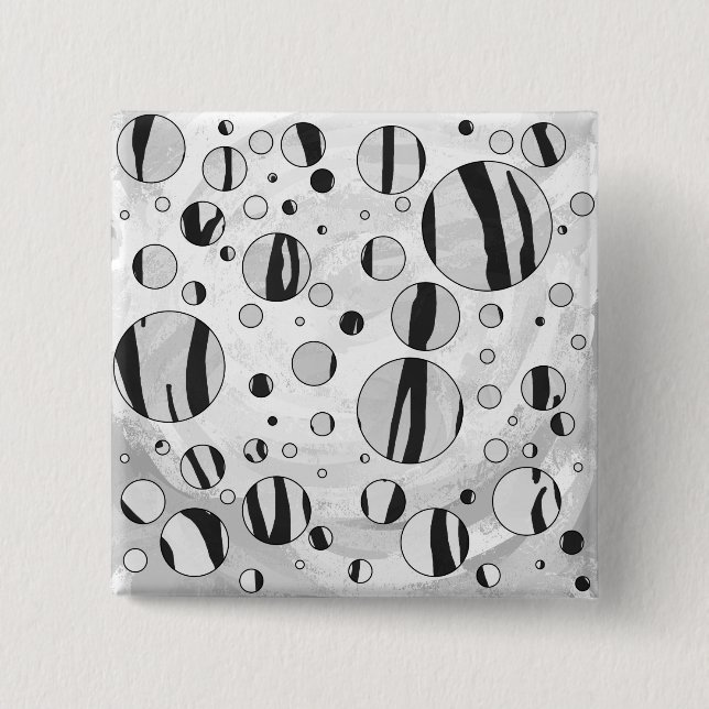 Badge Carré 5 Cm Polka Dot Tiger noir et blanc (Devant)