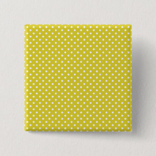 Badge Carré 5 Cm Polkadot jaune et blanc