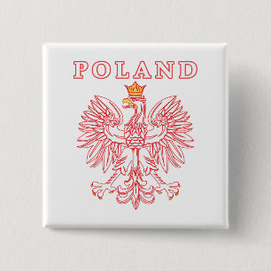 Badge Carré 5 Cm Pologne avec aigle rouge polonais