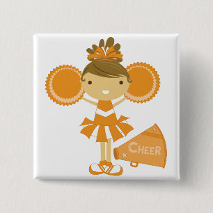Badge Carré 5 Cm Pom-pom girl dans l'orange