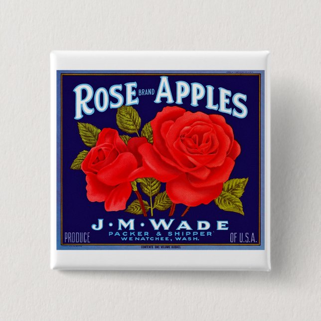 Badge Carré 5 Cm Pommes de marque rose (Devant)