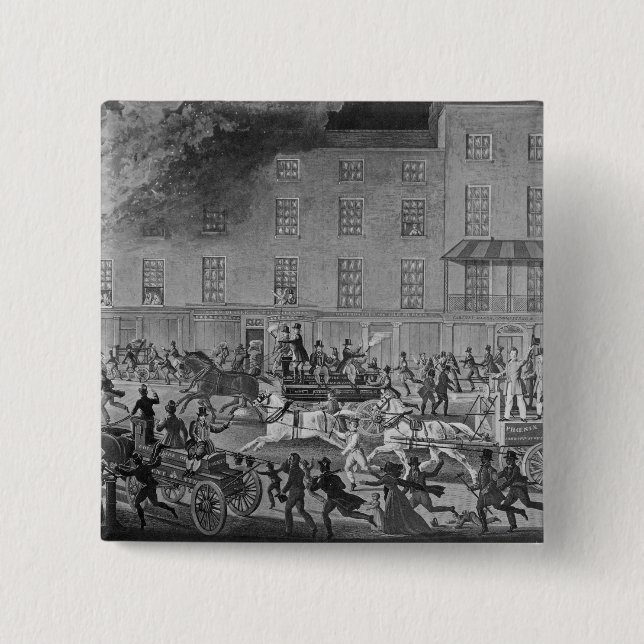 Badge Carré 5 Cm Pompes à incendie de Londres (Devant)