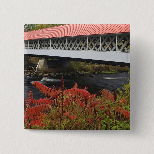 Badge Carré 5 Cm pont couvert Ashuelot de 159 pieds enjambant (Devant)
