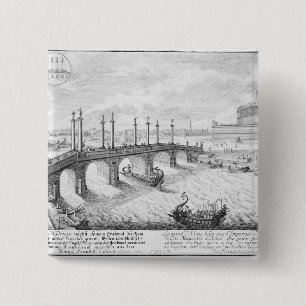 Badge Carré 5 Cm Pont de mausolée d'Aelius et de Hadrian (Castel S