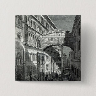 Badge Carré 5 Cm Pont des soupirs, Venise