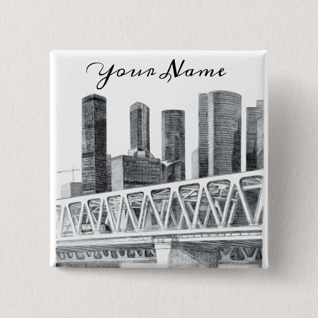 Badge Carré 5 Cm Pont du métro (Devant)