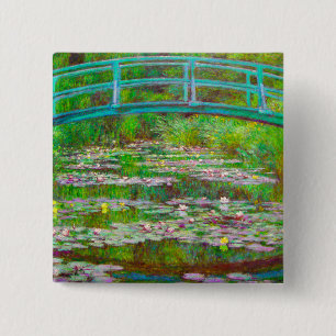 Badge Carré 5 Cm Pont japonais Monet et nappes d'eau